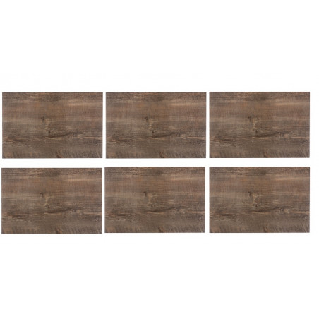 Lot de 6 sets de table effet noyé - 45,5 x 30,4 cm - Marron