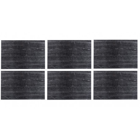 Lot de 6 sets de table effet bois - 45,5 x 30,4 cm - Noir