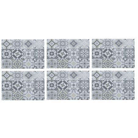 Lot de 6 sets de table en mosaïque - 45 x 30 cm - Gris