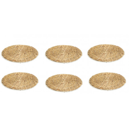 Lot de 6 sets de table en roseau - 35 x 1,5 cm - Mood - Beige