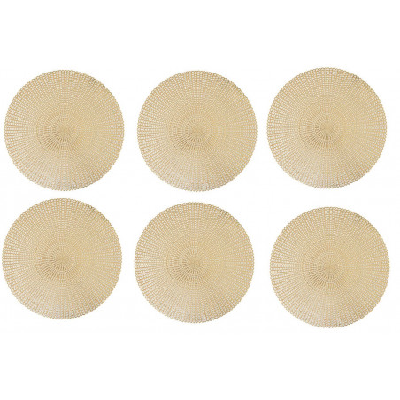 Lot de 6 sets de table ronds - D. 41 cm - Doré