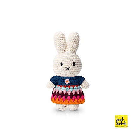 Peluche Miffy en crochet - L 10 x l 5 x H 25 cm - Arc-en-ciel