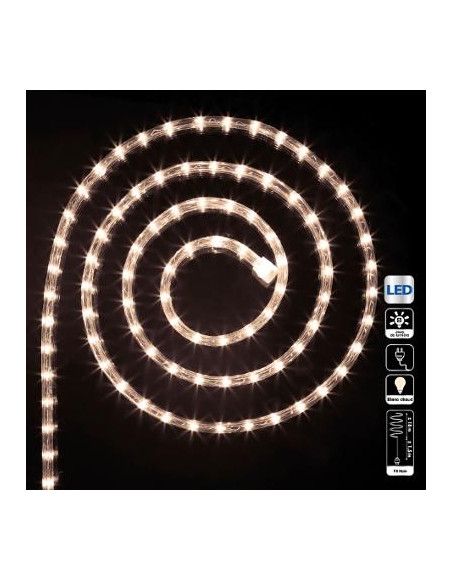 Tube lumineux guirlande à LED 24m - Blanc chaud - 8 fonctions