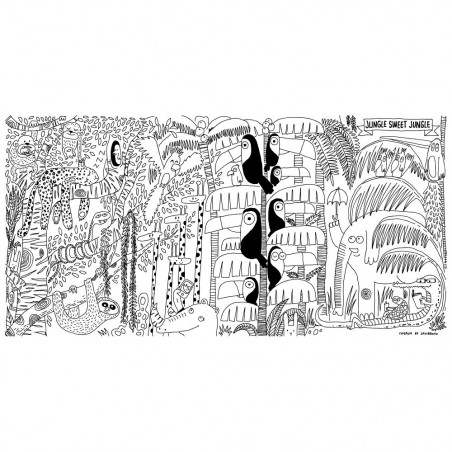Sticker mural à colorier - 79 x 39 cm - Jungle