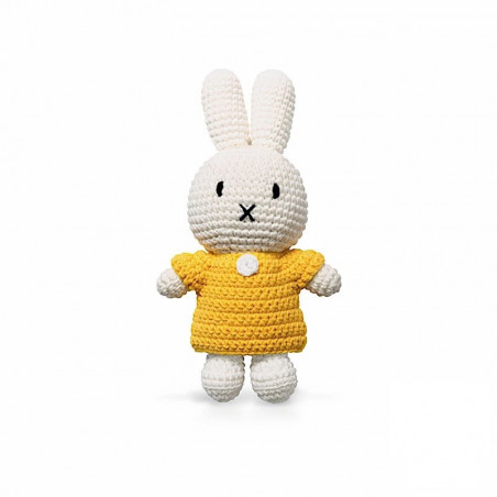 Peluche Miffy en crochet - L 10 x l 5 x H 25 cm - Jaune