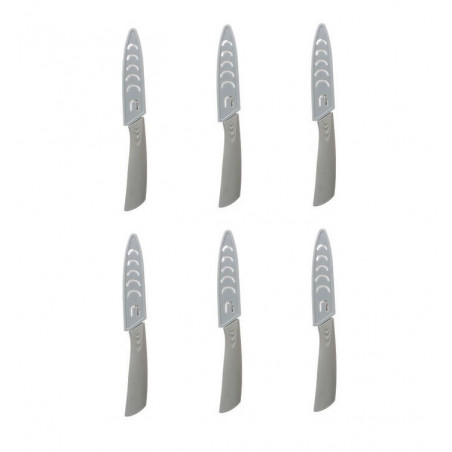 Lot de 6 couteaux office en céramique zircone - 2 x 20,2 x 1,5 cm - Gris