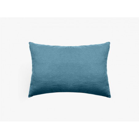 Taie d'oreiller sac lin lavé - Sonate - 50 x 70 cm - Bleu topaze
