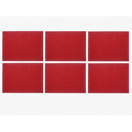 Lot de 6 sets de table - Takao - 33 x 46 cm - Rouge - PVC