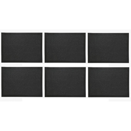 Lot de 6 sets de table - Takao - 33 x 46 cm - Noir - PVC