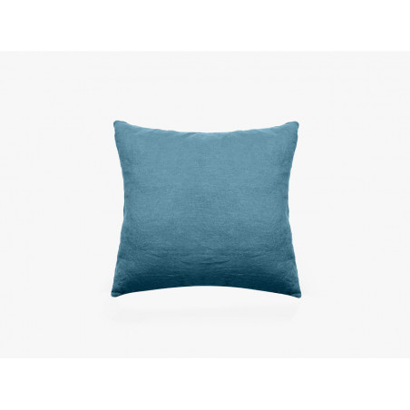 Taie d'oreiller sac lin lavé - Sonate - 65 x 65 cm - Bleu topaze