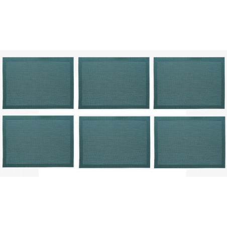 Lot de 6 sets de table - Takao - 33 x 46 cm - Bleu paon - PVC