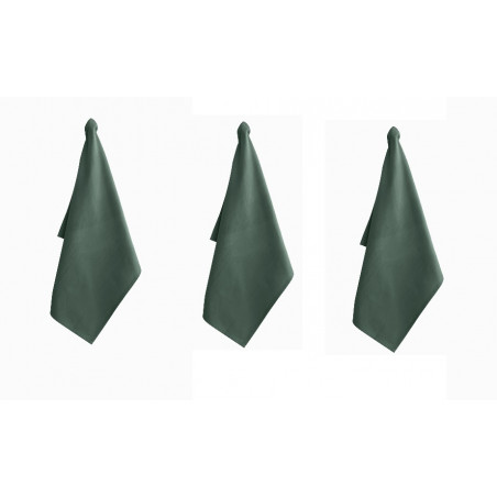 Lot de 3 torchons en coton - Yuco - 50 x 70 cm - Vert sapin