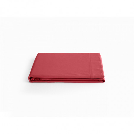 Drap plat en percale de coton - Manoir - 180 x 290 cm - Rouge