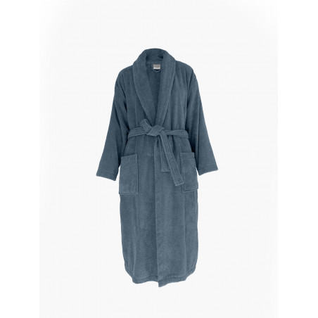 Peignoir col châle en coton - Naia - Taille XL - Bleu