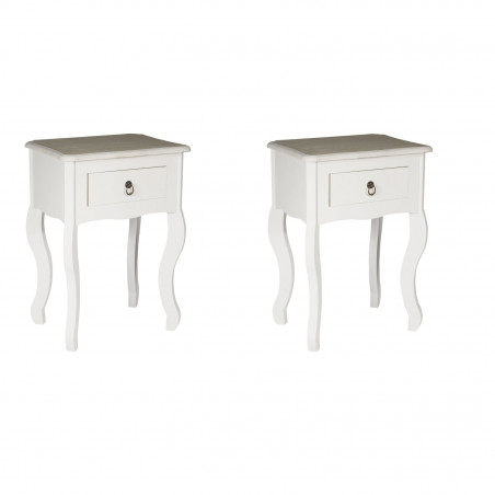 Lot de 2 tables de chevet - Victoria - L 40 cm x l 30 cm x H 56.3 cm - Blanc