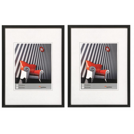 Lot de 2 cadres photos en alu brossé - Walther Chair - 13 x 18 cm - Noir