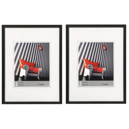 Lot de 2 cadres photos en alu brossé - Walther Chair - 10 x 15 cm - Noir