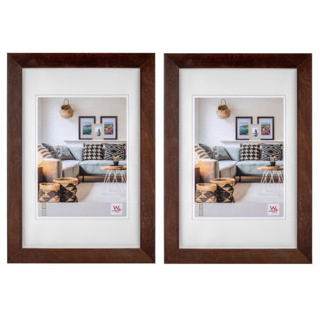 Lot de 2 cadres photos en bois - Walther Nizza - 10 x 15 cm - Marron foncé