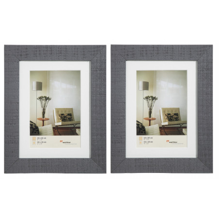 Lot de 2 cadres photos en bois - Walther Home - 18 x 24 cm - Gris foncé