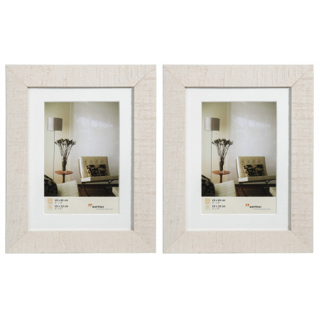 Lot de 2 cadres photos en bois - Walther Home - 18 x 24 cm - Blanc crème