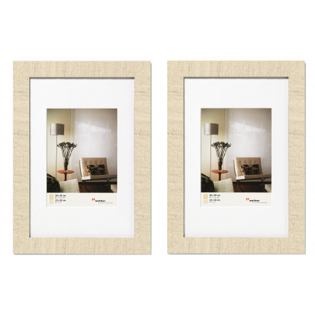 Lot de 2 cadres photos en bois - Walther Home - 20 x 30 cm - Blanc crème