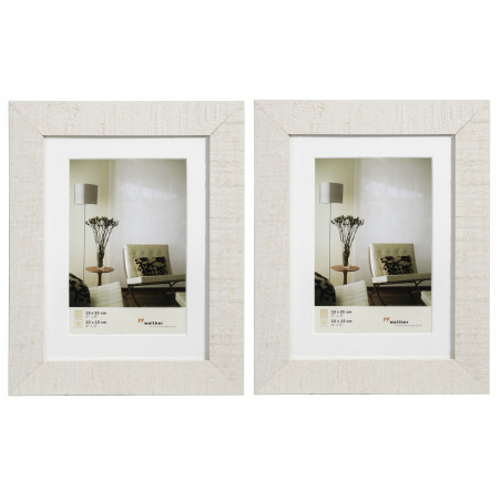 Lot de 2 cadres photos en bois - Walther Home - 15 x 20 cm - Blanc crème