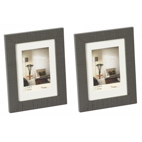 Lot de 2 cadres photos en bois - Walther Home - 13 x 18 cm - Gris foncé