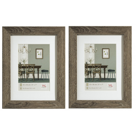 Lot de 2 cadres photos en bois - Walther Fiorito - 15 x 20 cm - Marron