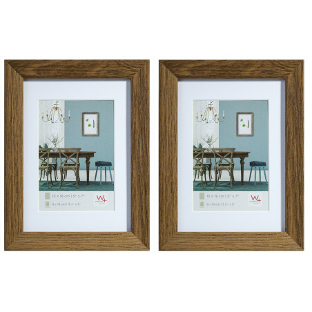 Lot de 2 cadres photos en bois - Walther Fiorito - 15 x 20 cm - Marron