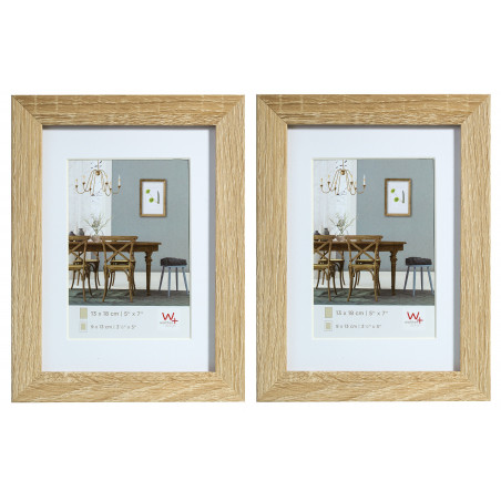 Lot de 2 cadres photos en bois - Walther Fiorito - 13 x 18 cm - Beige clair