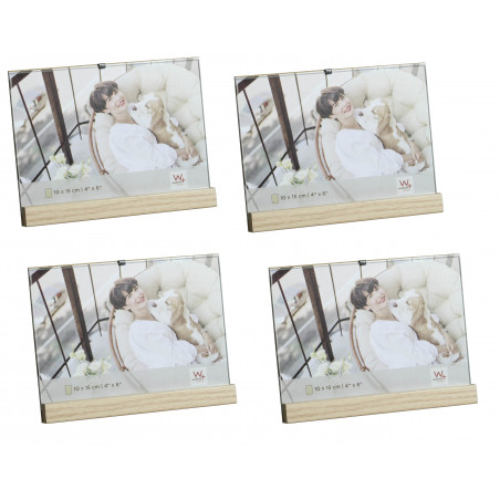 Lot de 4 cadres photos en bois - Walther Simplicity - 11,5 x 15 cm - Beige