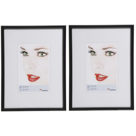 Lot de 2 cadres photos - Walther Galeria - 18 x 24 cm - Noir