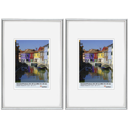 Lot de 2 cadres photos - Walther Galeria - 20 x 30 cm - Argent