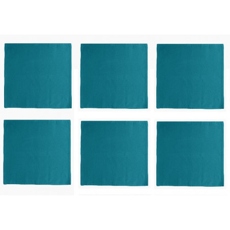 Lot de 6 serviettes de table en coton - Yuco - 45 x 45 cm - Bleu azur