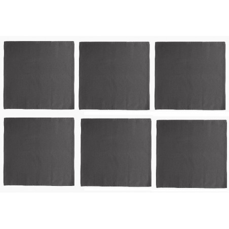 Lot de 6 serviettes de table en coton - Yuco - 45 x 45 cm - Anthracite