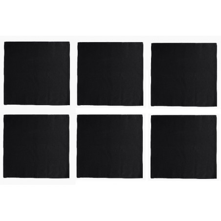 Lot de 6 serviettes de table en coton - Yuco - 45 x 45 cm - Noir