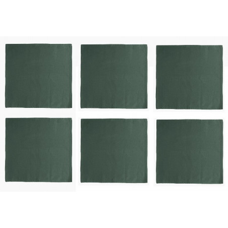 Lot de 6 serviettes de table en coton - Yuco - 45 x 45 cm - Vert sapin