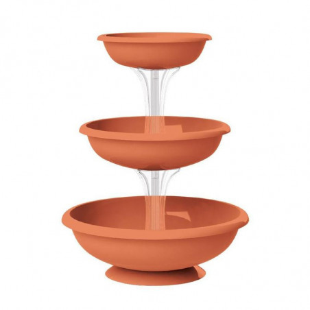 Triple pots de fleurs décoratif 3 niveaux - D 50 x H 64 cm - Marron