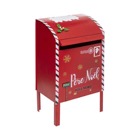 Boîte aux lettres de Noël - L 44 x P 33 x H 80 cm - Rouge