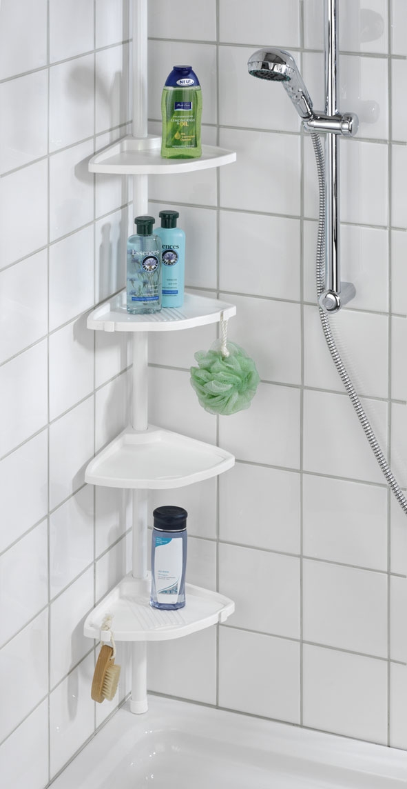 WENKO Salle de bain étagère d'angle douche télescopique, Etagère