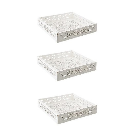 Set de 3 plateaux en bois - Blanc