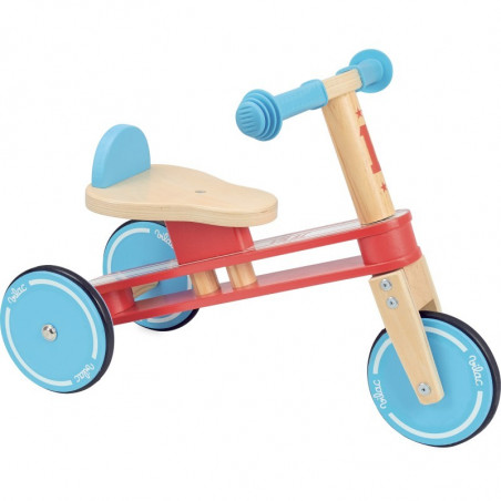 Tricyclette en bois - L 55 x l 39 x H 32 cm - Bleu et Rouge