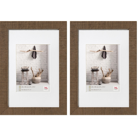 Lot de 2 cadres photos en bois - Walther Home - 13 x 18 cm - Brun