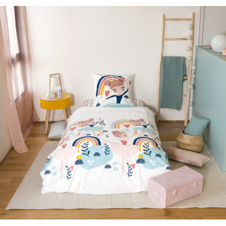 Parure de lit en coton bio pour enfant - Licolove - 140 x 200 cm - Réversible