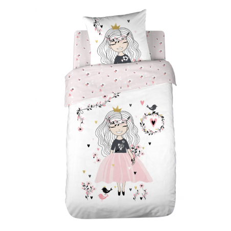 Parure de lit en coton pour enfant - Princesse - 140 x 200 cm