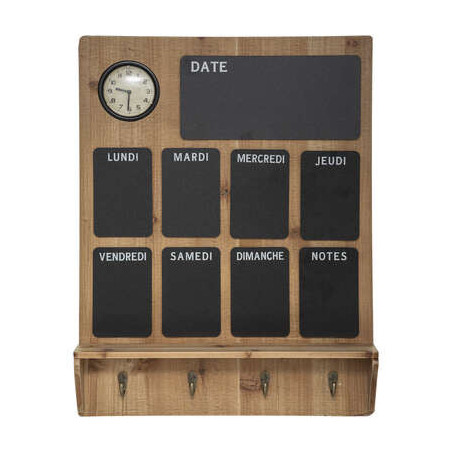 Tableau memo horloge - 57 x 75 cm - Noir et marron