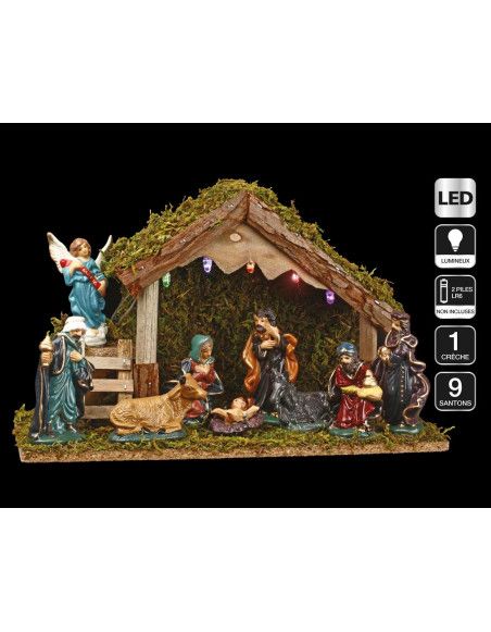 Crèche lumineuse – Décoration lumineuse LED – 9 santons