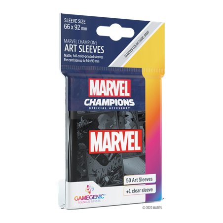 Marvel Champions - 50 Protèges-cartes - Noir - 6,6 x 9,2 cm