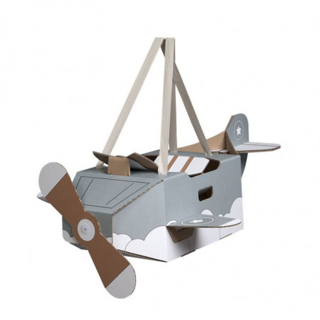 Kit déguisement en carton - Avion - 80 x 73 x 32 cm - Gris