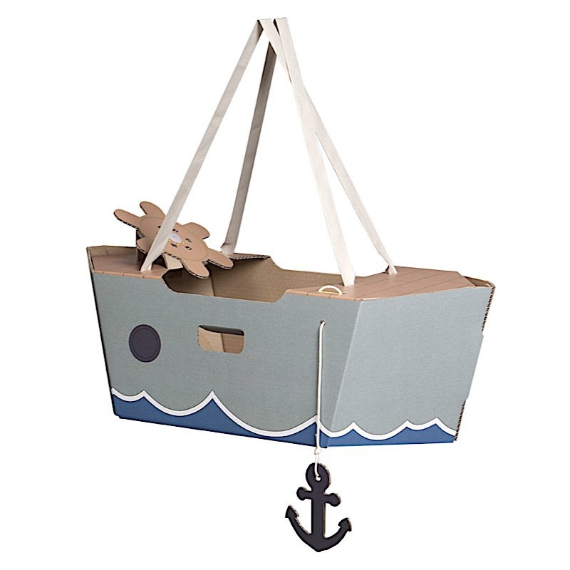 Kit déguisement en carton - Bateau - 70 x 32 x 24 cm - Gris